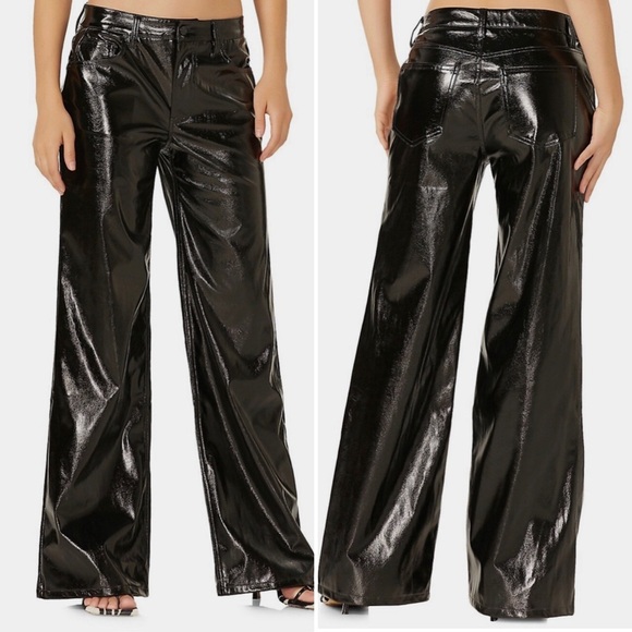 AFRM Xander Faux Leather Wide Leg Pant Size 30 - Picture 1 of 13